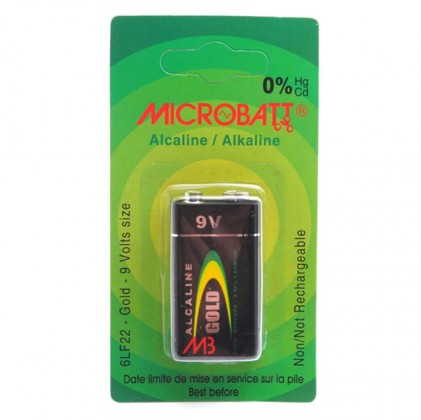 Pile alcaline 6LF22 9V pour détecteur de fumée intérieur