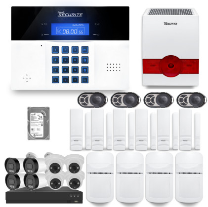 Ensemble XVR 8 canaux + Alarme sans fil DNBi 4 à 5 pièces sirène solaire + Disque dur 500GB