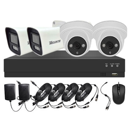 Système vidéosurveillance XVR 8MP 4 canaux  + 2 dômes + 2 caméras + câbles offerts