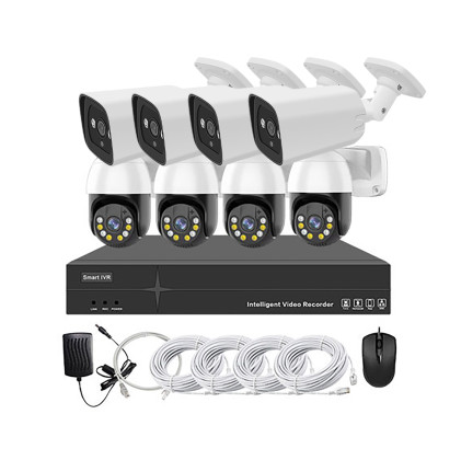 Système vidéosurveillance NVR POE 8 canaux + 4 fusées intelligentes + 4 caméras motorisées + câbles offerts