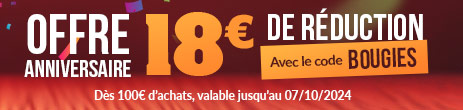 ANNIVERSAIRE TIKE SÉCURITÉ : 18€ de remise dès 100€ d’achat avec le code BOUGIES ! Non cumulable – Valable jusqu’au 07/10/2024 