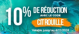 HALLOWEEN : 10% de remise sur TOUT le site avec le code CITROUILLE ! Sans minimum d’achat, valable jusqu’au 04/11/2024