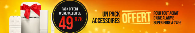 OFFRE SPECIALE : Un pack accessoires contenant 1 détecteur d'ouverture, 1 détecteur de mouvement et 1 télécommande OFFERT dès 249€ d'achat ! Non cumulable - valable jusqu'au 10/12/2025